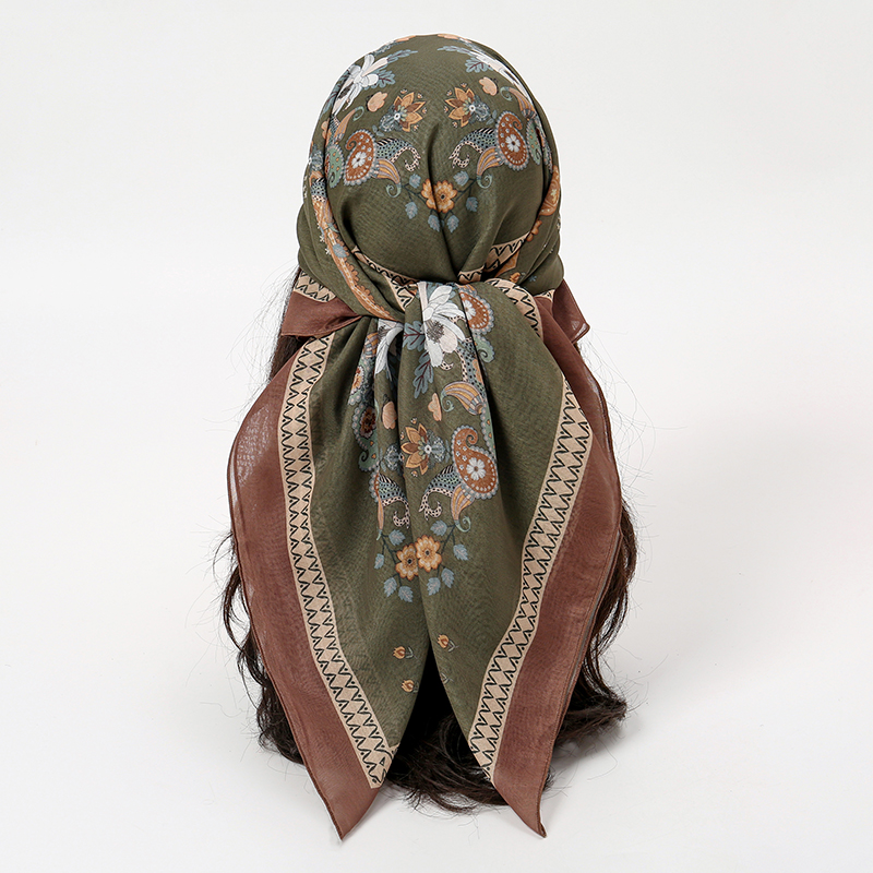 Women'S Fashion Visor - Novo muçulmano quadrado hijab cachecol impressão