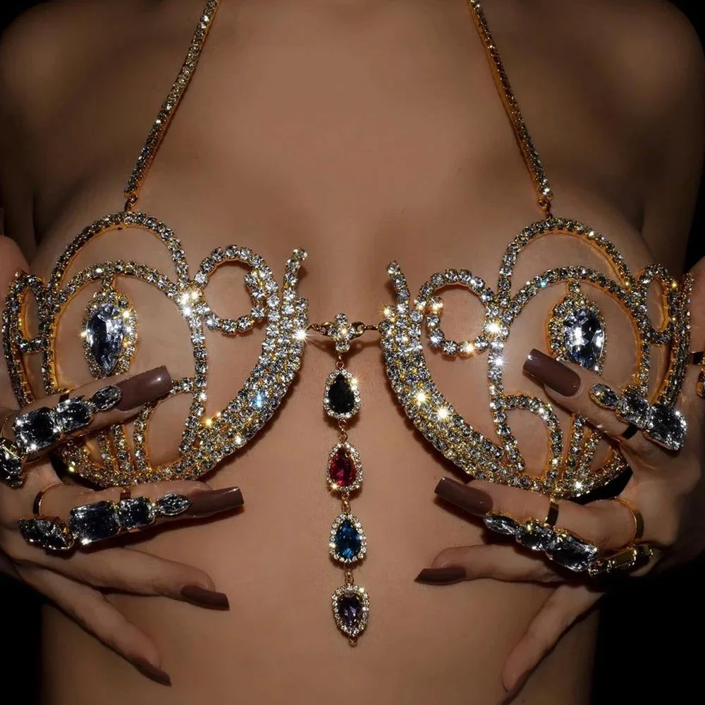 Women'S Fashion Harness - Sutiã de biquíni strass de luxo