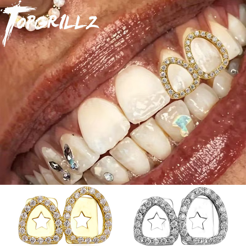 Women'S Fashion Visor - TOPGRILLZ Grillz de Dentes Cravejados com