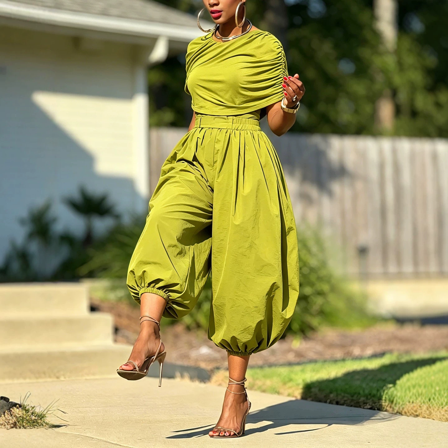 Wide Leg Palazzo Pants - Conjunto de duas peças com top