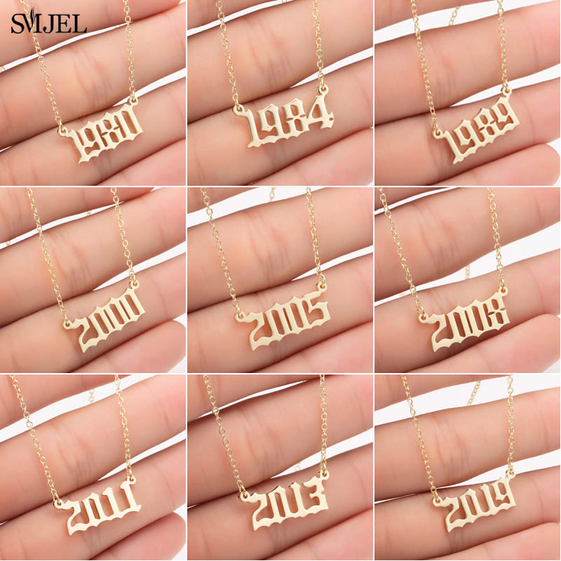Women'S Fashion Year 2000 - SMJEL-Personalize Ano Número Colares para Mulheres,