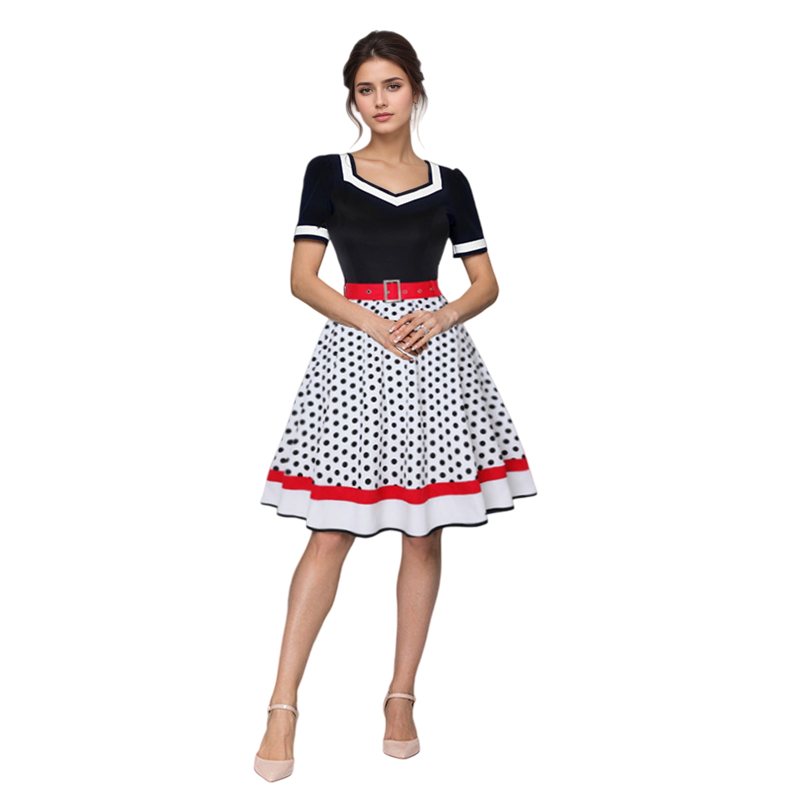 Women'S Fashion Of The 50S - Vintage com decote em v manga