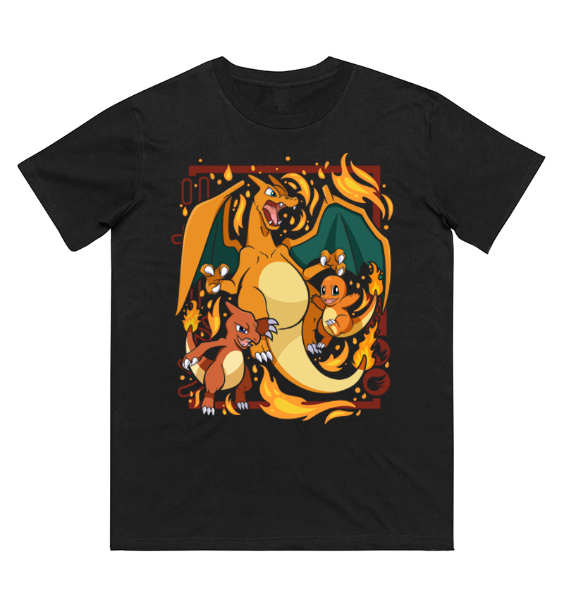 Women Fashion Evolution - Pokémon Charmander Evolution Impresso Camiseta de