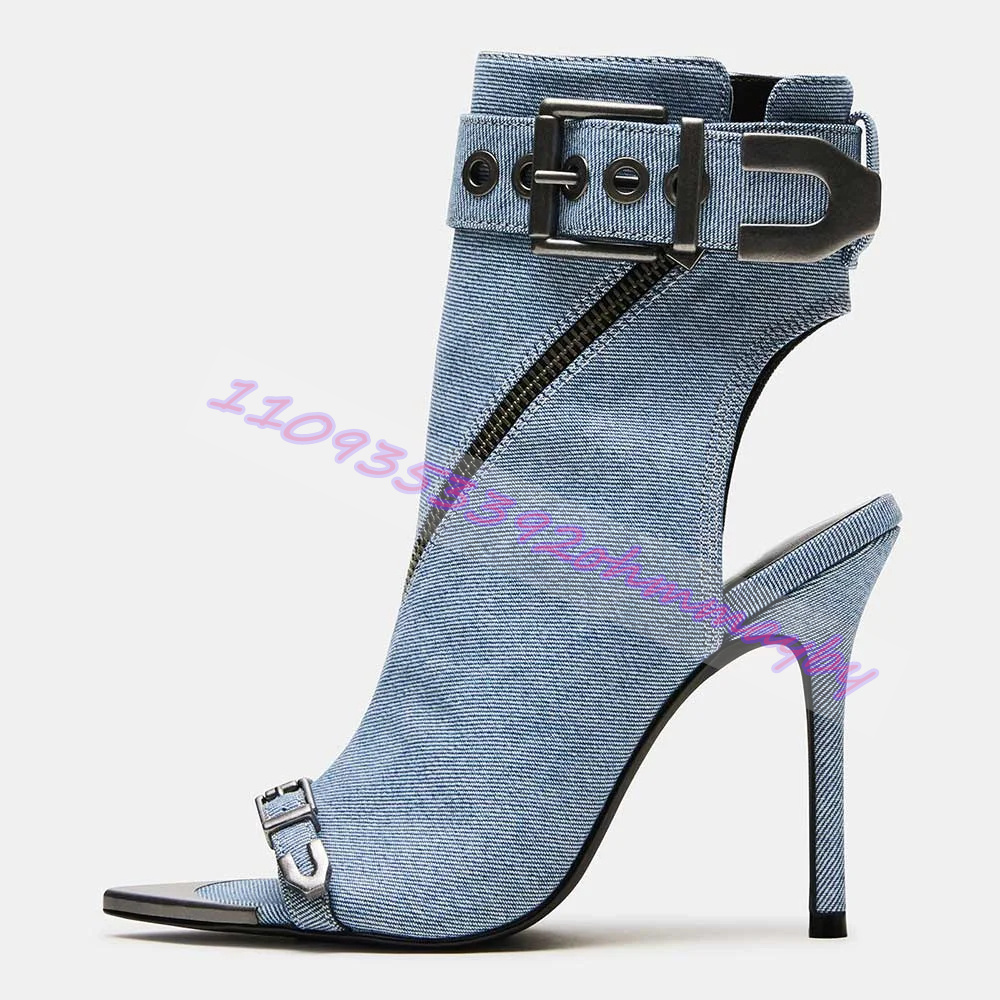 Women Fashion Show - Botas de Verão em Jeans Azul