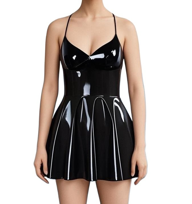 Pleated Skirt Women - Vestido sexy feminino saia plissada látex