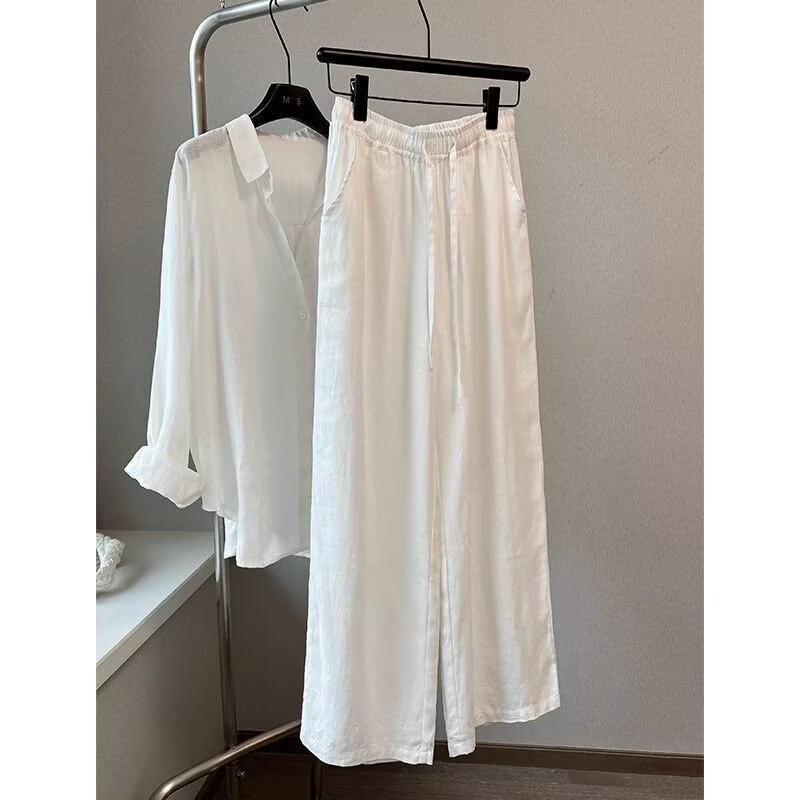 Wide Leg Palazzo Pants - Conjunto Feminino Coreano de Calça Pantalona