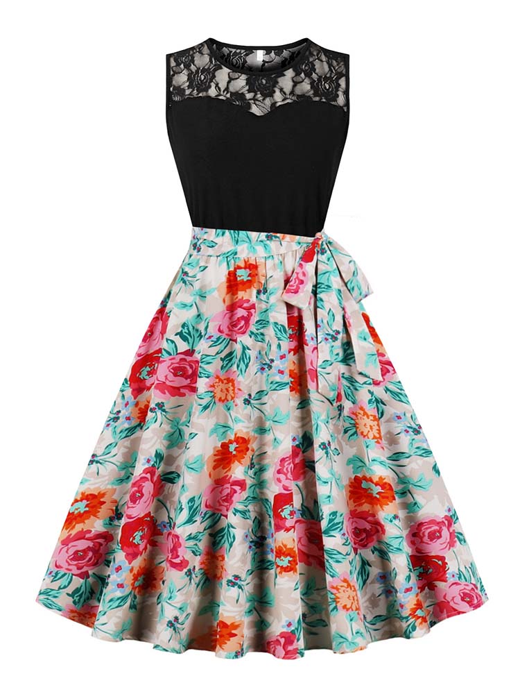Women'S Fashion Of The 50S - Elegante cintura alta sem mangas plissado