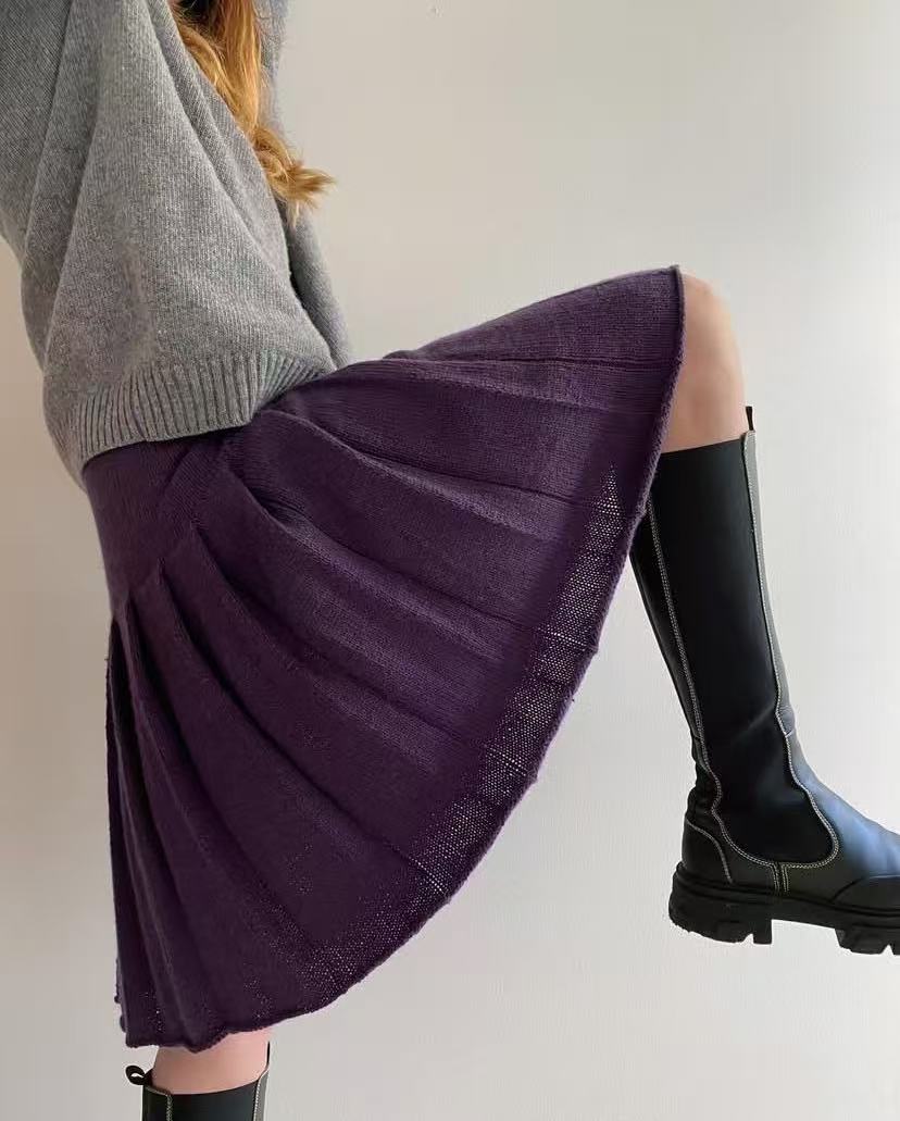 Pleated Skirt Women - Saia plissada retrô de cintura alta,