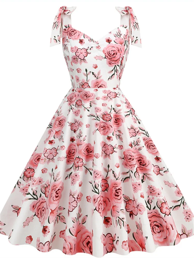 Women'S Fashion Of The 50S - Vestido floral de escritório feminino, 50