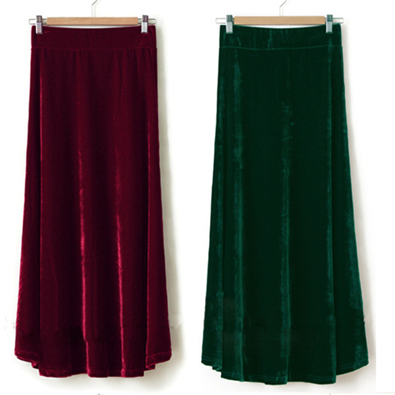Pleated Skirt Women - TIYIHAILEY-Saia de Veludo Plissada Feminina, Maxi
