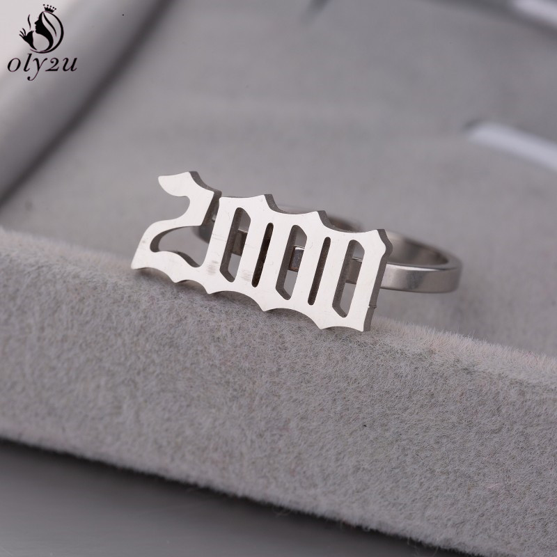 Women'S Fashion Year 2000 - Oly2u Anéis personalizados com data de