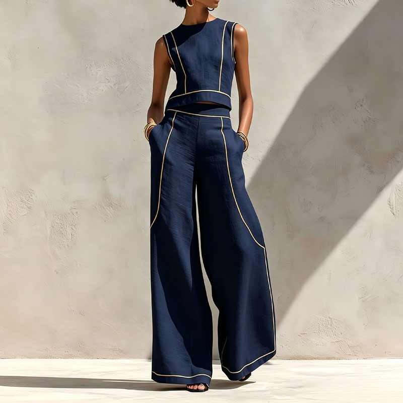 Conjunto Vintage de Duas Peças - Wide Leg Palazzo Pants avaliação e preço