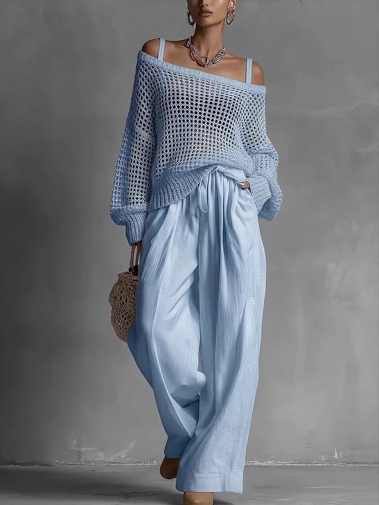 Conjunto de Calças Casuais de  - Wide Leg Palazzo Pants avaliação e preço