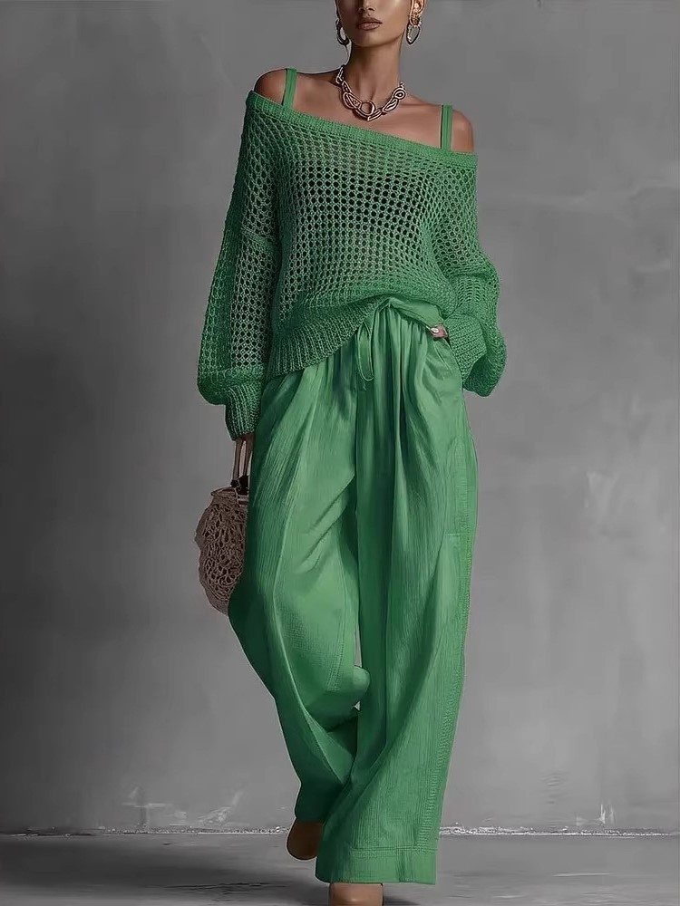 Conjunto de Calças Casuais de  - Wide Leg Palazzo Pants avaliação e preço