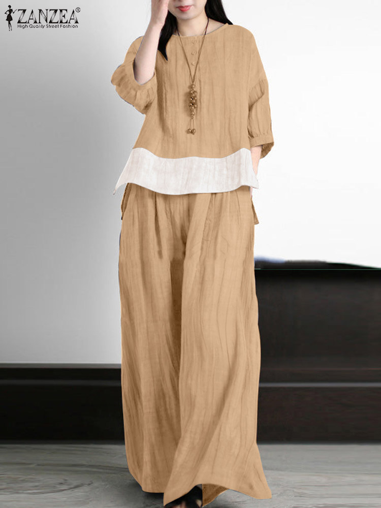 Zanzea verão vintage conjuntos - Wide Leg Palazzo Pants avaliação e preço
