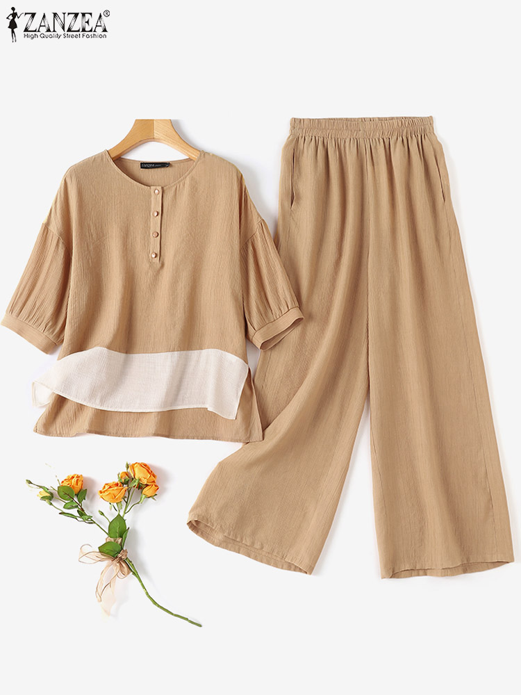 Zanzea verão vintage conjuntos - Wide Leg Palazzo Pants avaliação e preço