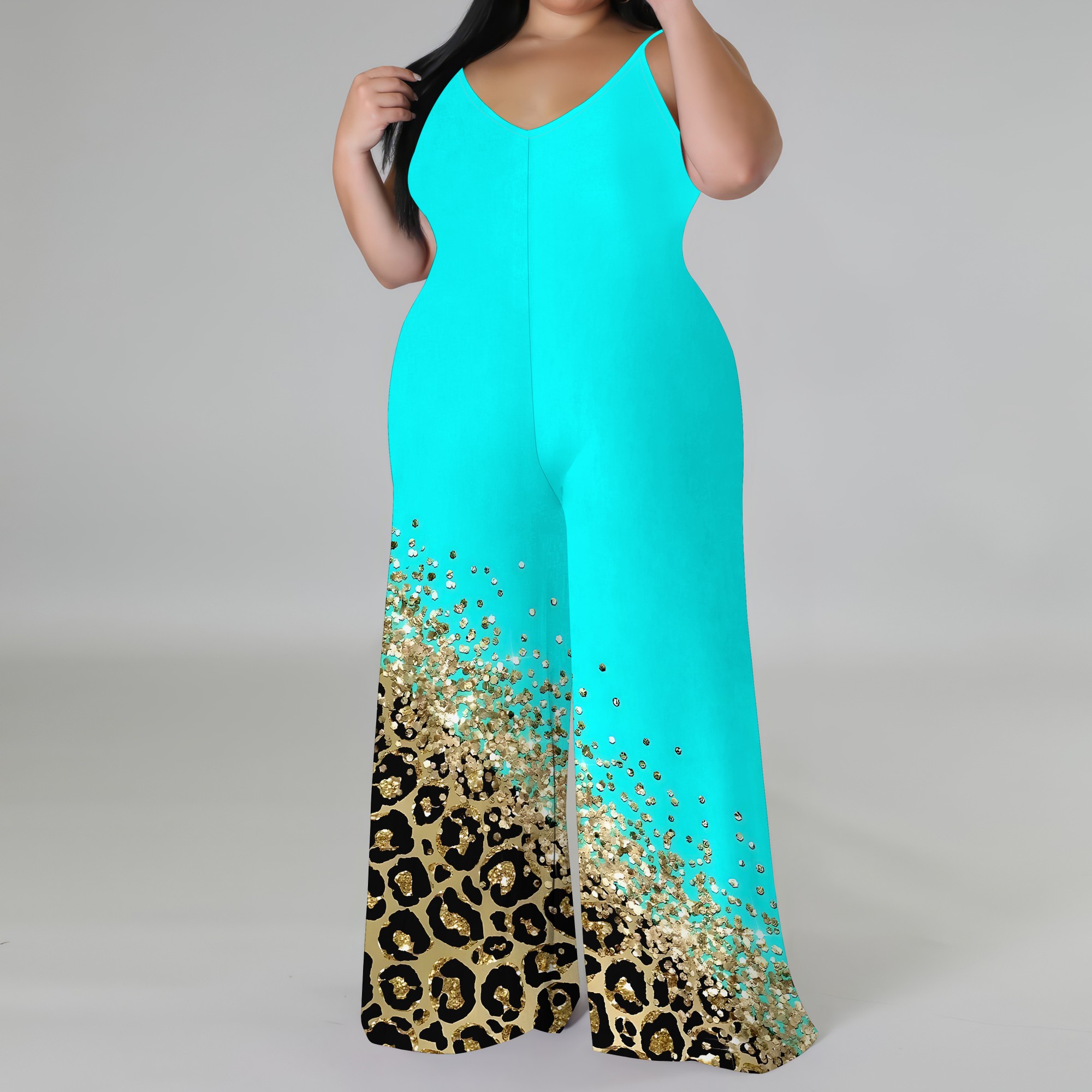 Macacão estampado plus size –  - Wide Leg Palazzo Pants avaliação e preço