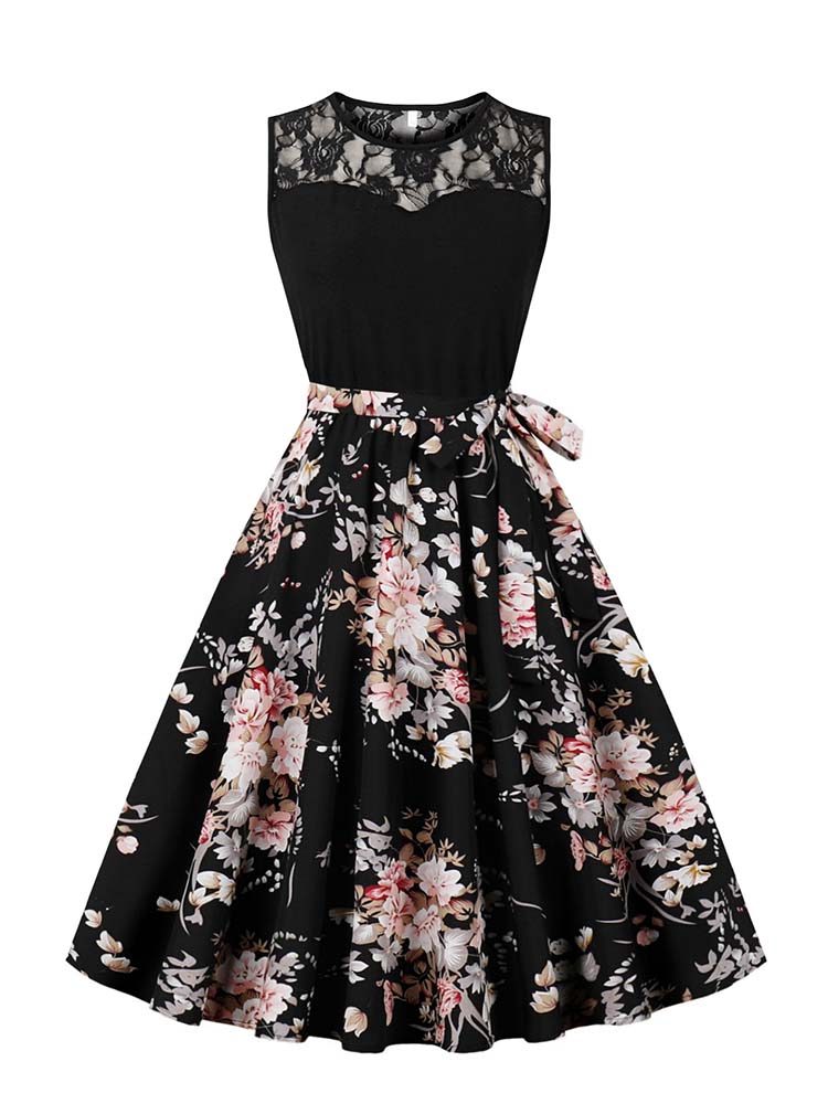 Elegante cintura alta sem mang - Women'S Fashion Of The 50S avaliação e preço