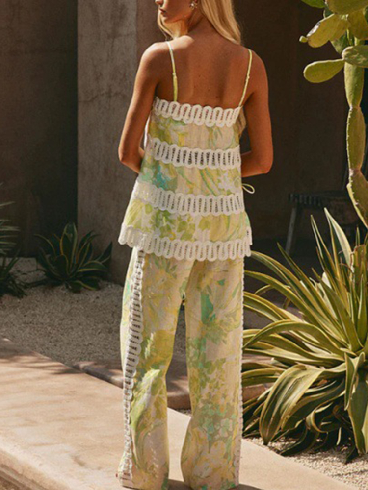 Conjuntos de Verão Casuais e S - Wide Leg Palazzo Pants avaliação e preço